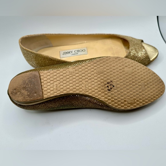 jimmy Choo leather glitter accent flats size 7.5 - Picture 6 of 7